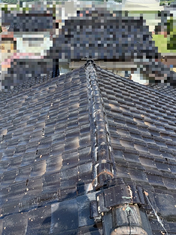 瓦屋根雨漏り　屋根全体写真