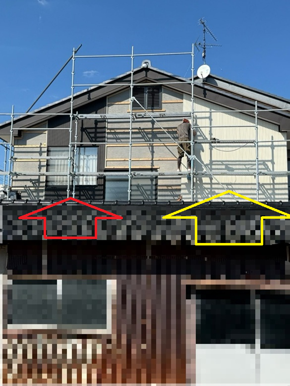 窓の上下にはブラウンカラーのSGLガルバリウム鋼板設置