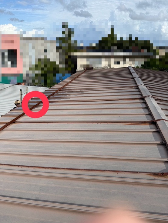 屋根に小さな穴があいています