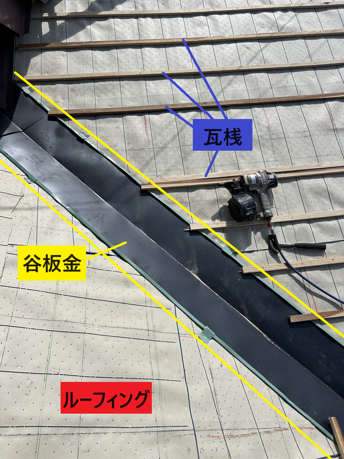 葺き替え谷板金設置