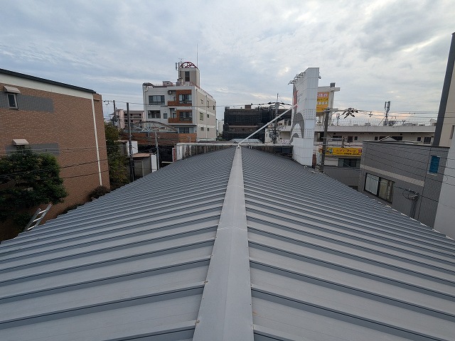 折板屋根の全景