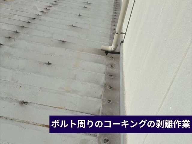 コーキング剥離作業