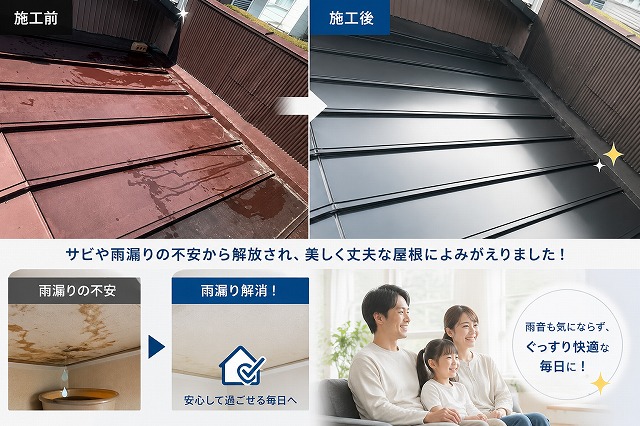 トタン部分葺き替え雨漏り解消