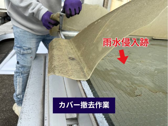 トップライトカバー撤去作業
