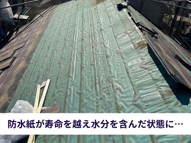 劣化した防水紙