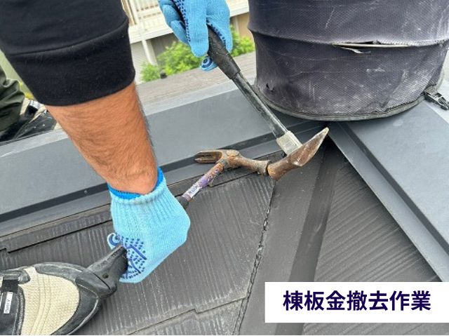 棟板金撤去作業