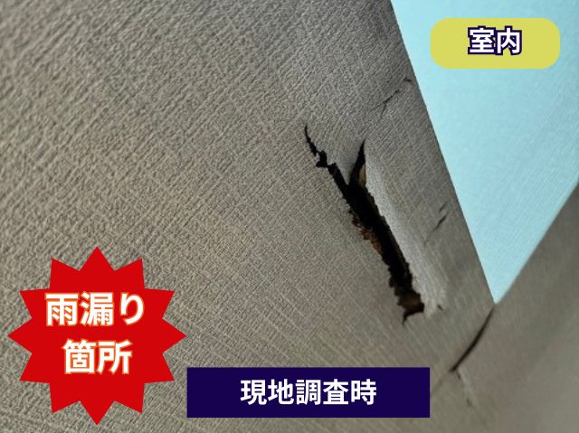 現地調査時　雨漏り箇所　室内天井