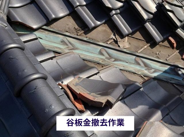 瓦の撤去作業