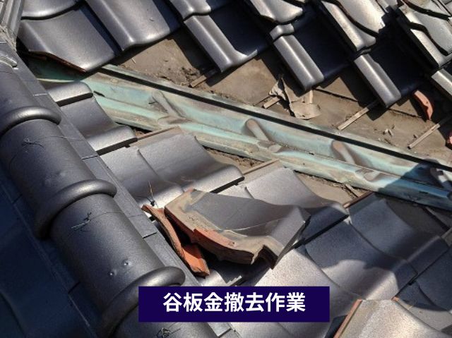 瓦の撤去作業