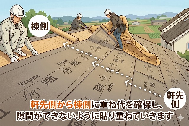 防水紙敷き方