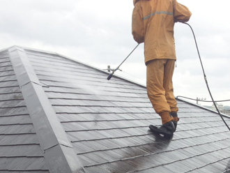 豊島区　高日射反射率塗料を使った屋根塗装　高圧洗浄