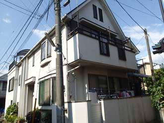 西東京市で屋根外装リフォーム！屋根塗装、外壁塗装、棟板金交換、屋上防水を行いました、施工前写真