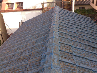 足立区　セメント瓦の屋根塗装前点検