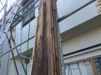 足立区　屋根カバー工法　棟板金に使われていた貫板