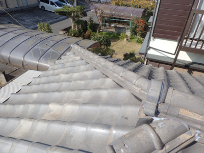 三浦市三崎町六合で雨漏りしている瓦屋根を葺き直し、施工後写真