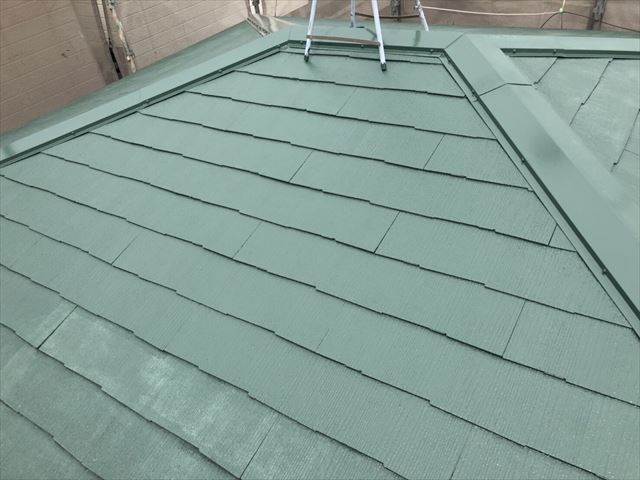 印西市高花で築22年のスレート屋根の塗装と棟板金を交換、施工後写真