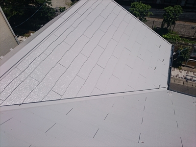 川崎市高津区でスレート屋根を塗装、遮熱塗料サーモアイ４Ｆで涼しく快適に！、施工後写真
