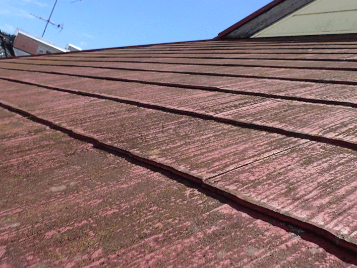 屋根塗膜剥がれ
